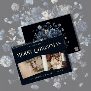 Kerstfoto  retro bloemenfoto folie feestdagen briefkaart