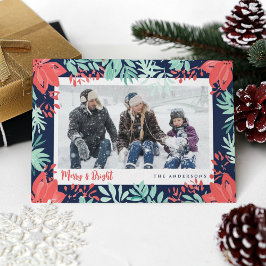 Kerstfoto Rode Bloem Botanische Groenvoorziening Feestdagenkaart