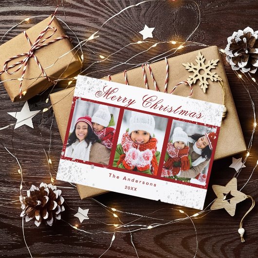 Kerstfoto rode witte glitter sparren modern