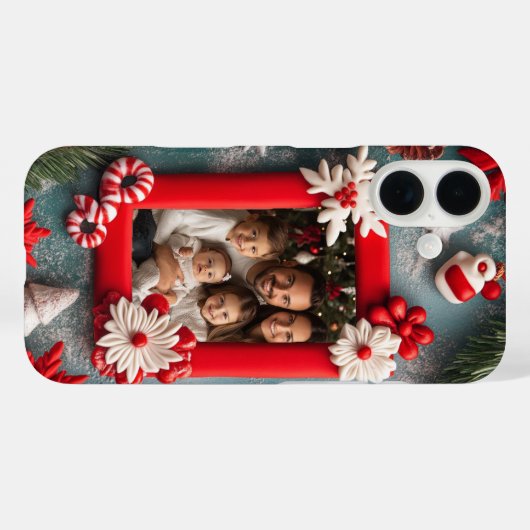 kerstfoto rood Lijst Case-Mate iPhone Case (Achterkant (horizontaal))
