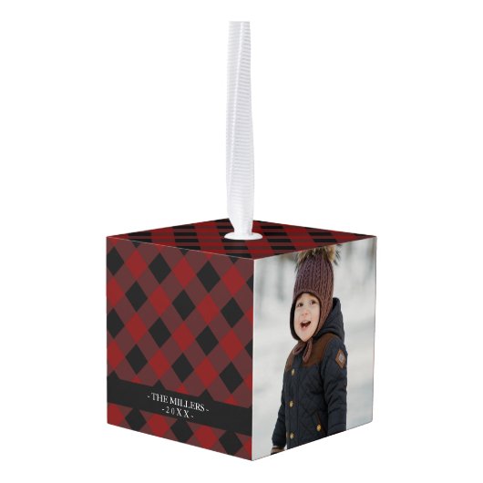 Kerstfoto rood op de rand decoratie (Achter hoekig)