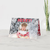 Kerstfoto rood, wit, Holly, feestelijk Feestdagen Kaart (Voorkant)