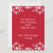 Kerstfoto rood, wit Holly, feestelijk Kaart (Achterkant)