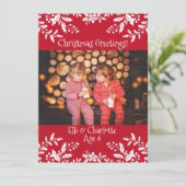 Kerstfoto rood, wit Holly, feestelijk Kaart (Staand voorkant)