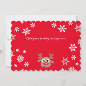 Kerstfoto Rood Wit Script Schattige rendier Feestdagenkaart (Achterkant)