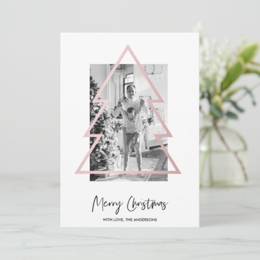 kerstfoto | Roos gouden kerstbomen (Staand voorkant)