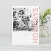 kerstfoto | Roze Happy Holiday (Staand voorkant)