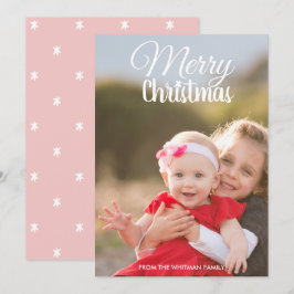 Kerstfoto Roze Patroon Terug Kaart