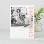 Kerstfoto | Roze Prettig Kerstfeest (Staand voorkant)