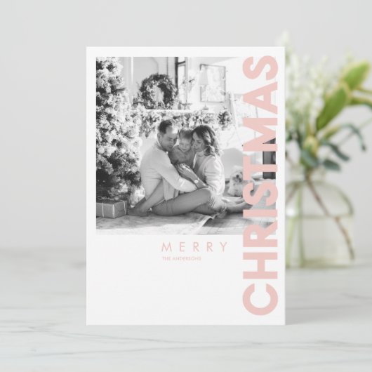 Kerstfoto | Roze Prettig Kerstfeest (Staand voorkant)