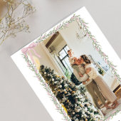 Kerstfoto Roze strik Coquette Garland Feestdagenkaart