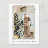 Kerstfoto Roze strik Coquette Garland Feestdagenkaart (Voorkant)