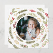 Kerstfoto Rustic Foliage en Winter Berries Feestdagenkaart (Voorkant / Achterkant)