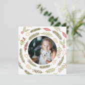 Kerstfoto Rustic Foliage en Winter Berries Feestdagenkaart (Staand voorkant)