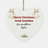 kerstfoto Rustic Pine Foliage Heart Shape Keramisch Ornament (Achterkant)
