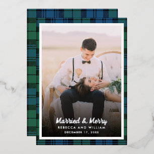 Kerstfoto Rustic Plaid Campbell Tartan Folie Feestdagenkaart