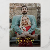 Kerstfoto 'Samen Kerstmis is leuker' in goud Folie Feestdagenkaart (Voorkant)