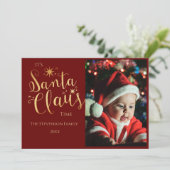 Kerstfoto Santa Claus Vakantie Kaart (Staand voorkant)