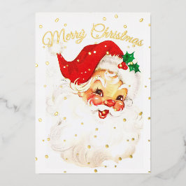 kerstfoto Santa Merry Gold Holiday-kaart Folie Feestdagenkaart