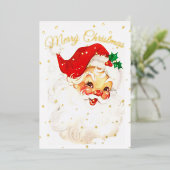 kerstfoto Santa Merry Gold Holiday-kaart Folie Feestdagenkaart (Staand Voorkant)