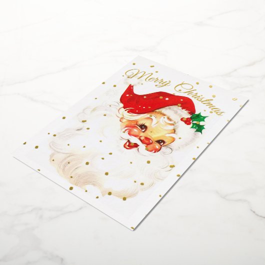 kerstfoto Santa Merry Gold Holiday-kaart Folie Feestdagenkaart (Gedraaid)