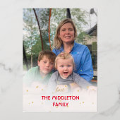 kerstfoto Santa Merry Gold Holiday-kaart Folie Feestdagenkaart (Achterkant)