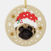 Kerstfoto Schattige Santa Elf Funny Beige Keramisch Ornament (Voorkant)