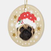 Kerstfoto Schattige Santa Elf Funny Beige Keramisch Ornament (Links)