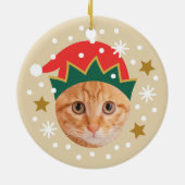 Kerstfoto Schattige Santa Elf Funny Beige Keramisch Ornament (Achterkant)