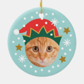 Kerstfoto Schattige Santa Elf Funny Blue Keramisch Ornament (Achterkant)