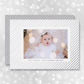 Kerstfoto Silver Pinstripe Folie Feestdagenkaart