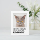 kerstfoto Simple Funny Pet Name Briefkaart (Staand voorkant)