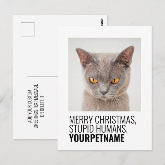 kerstfoto Simple Funny Pet Name Briefkaart (Voorkant / Achterkant)