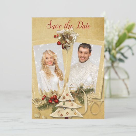 kerstfoto: sla de datum op save the date (Staand voorkant)