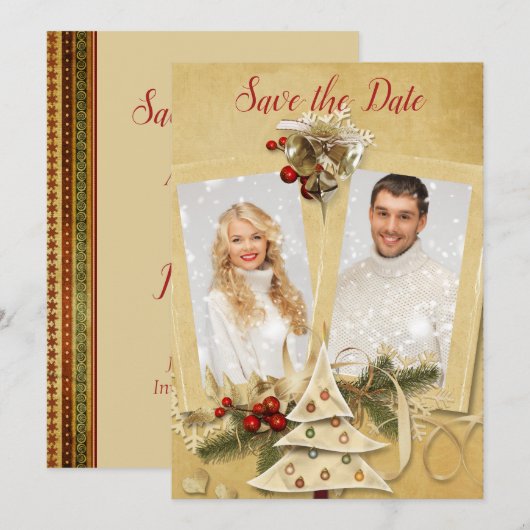 kerstfoto: sla de datum op save the date (Voorkant / Achterkant)