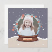 Kerstfoto Sneeuw Wereldbol Feestdagenkaart (Voorkant / Achterkant)