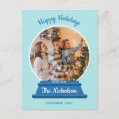 KERSTFOTO SNEEUW WERELDBOL FEESTDAGENKAART (Voorkant)