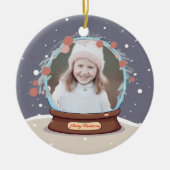 Kerstfoto Sneeuw Wereldbol Keramisch Ornament (Voorkant)