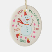 Kerstfoto Sneeuwman Keramisch Ornament (Rechts)