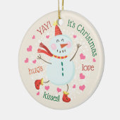 Kerstfoto Sneeuwman Keramisch Ornament (Links)