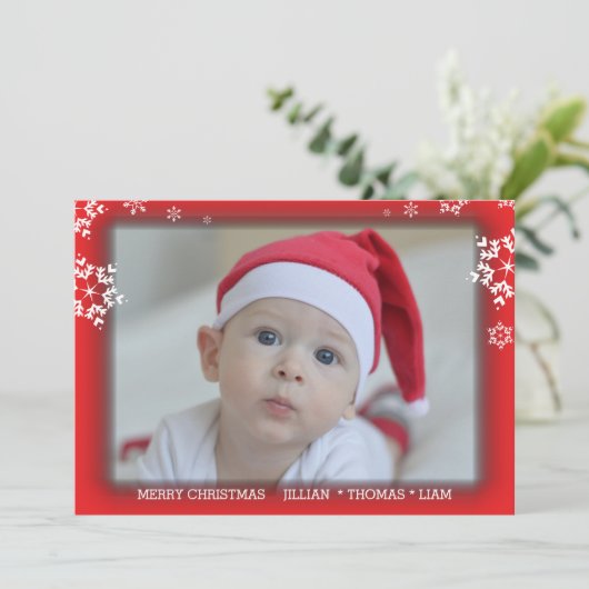 Kerstfoto Snowflake Kaart (Staand voorkant)