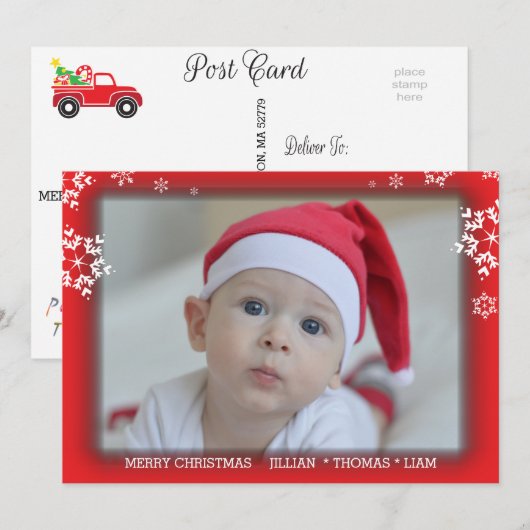 Kerstfoto Snowflake Kaart (Voorkant / Achterkant)