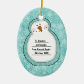  kerstfoto Snowman Datum en naam Keramisch Ornament (Voorkant)