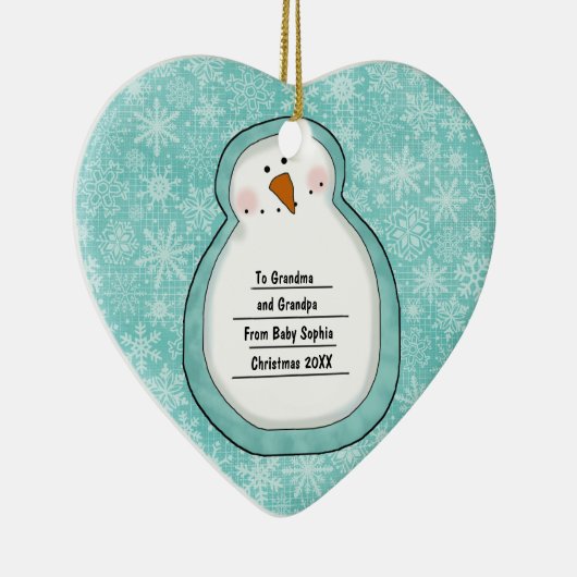  kerstfoto Snowman Datum en naam Keramisch Ornament (Rechts)