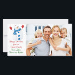 kerstfoto Snowman Feestdagenkaart<br><div class="desc">Deze persoonlijke kerstfeestelijke fotokaart met een afbeelding sneeuwman kan worden aangepast met uw eigen digitale foto en boodschap.</div>