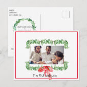 Kerstfoto Spotlight Garland Red Lijst Feestdagenkaart (Voorkant / Achterkant)