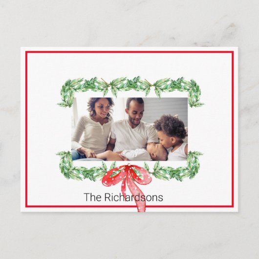 Kerstfoto Spotlight Garland Red Lijst Feestdagenkaart (Voorkant)