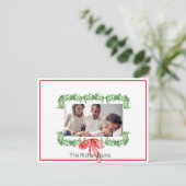 Kerstfoto Spotlight Garland Red Lijst Feestdagenkaart (Staand voorkant)