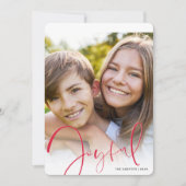 KERSTFOTO stijlvol script rood vrolijk Feestdagenkaart (Voorkant)