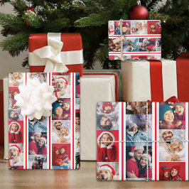 Kerstfoto Stripe Collage Vakantie Inpakpapier Vel
